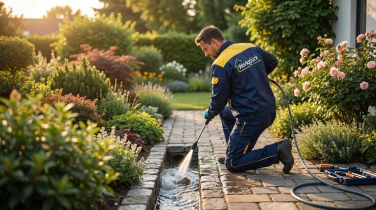 Außenabfluss im Garten reinigen