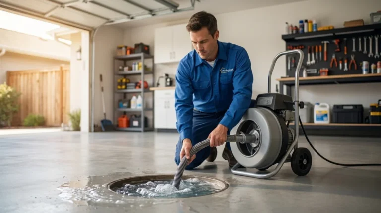 Reinigung von Bodeneinläufen in der Garage