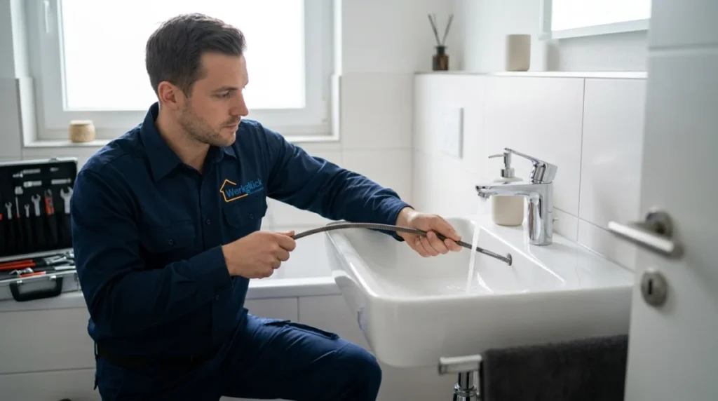 Reinigung von Überläufen an Waschbecken und Wanne
